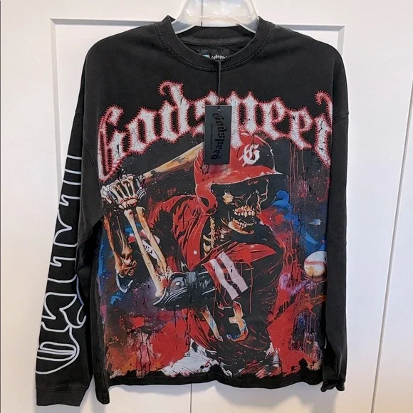 ❌SOLD❌ NWT [Godspeed] Baseball Skelton Grand Slam Graphic Long-Sleeve Men’s XS - Picture 5 of 12